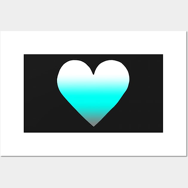 Cute Teal Gradient Heart Sticker Wall Art by CalliesArt